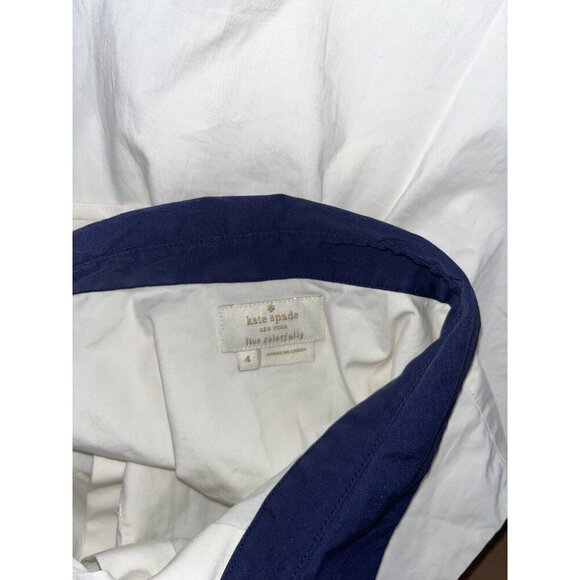 Kate Spade white blue collar button down sleeveless top size 4 - Picture 5 of 5